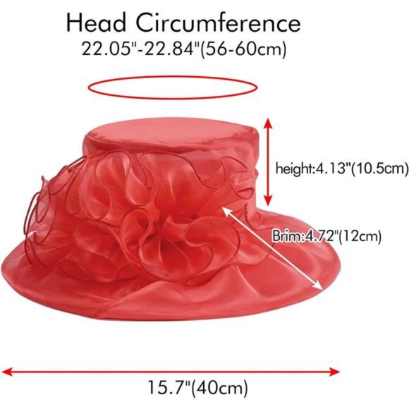 Derby Hats for Women, Classy Organza Sun Hat, Red main image 6